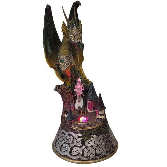 Dragon Light Up LED Green Medieval Fantasy Figurine Lighted Statue Decor glitter - Picture 7 of 17